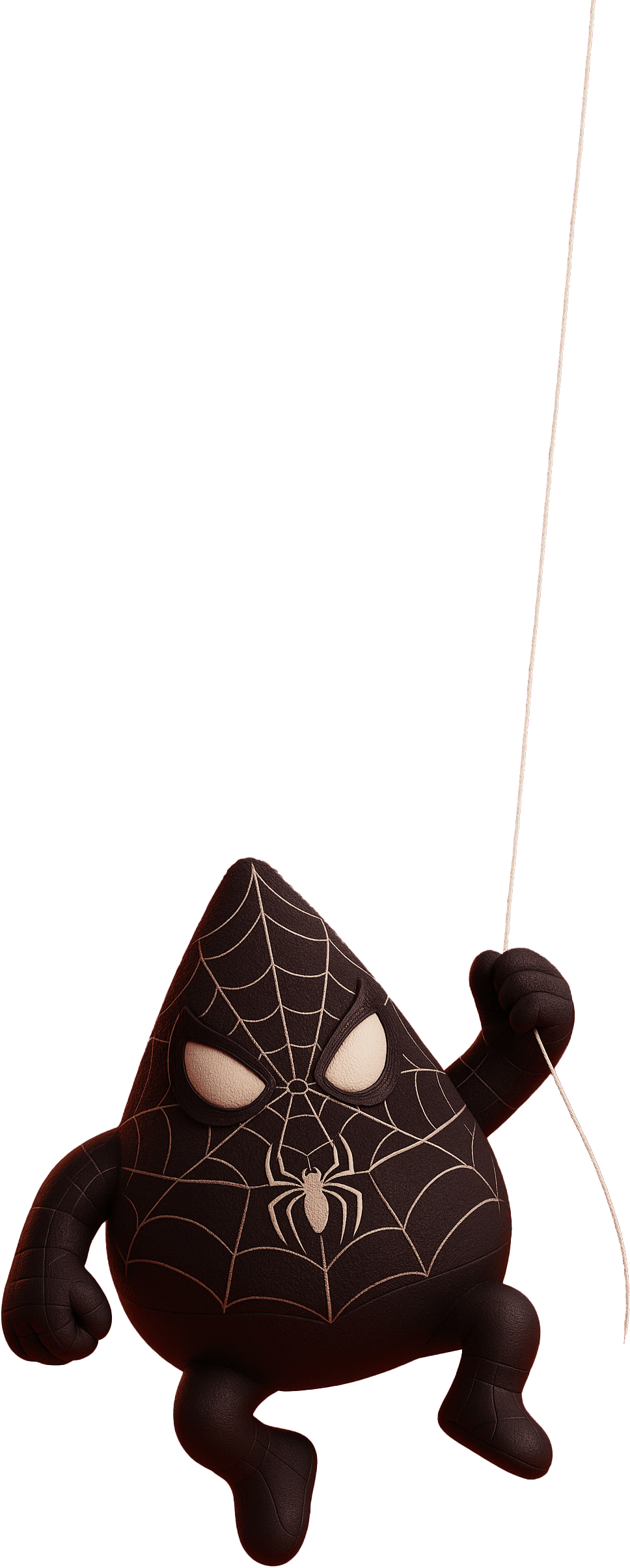 Coxinha-aranha pendurada na teia