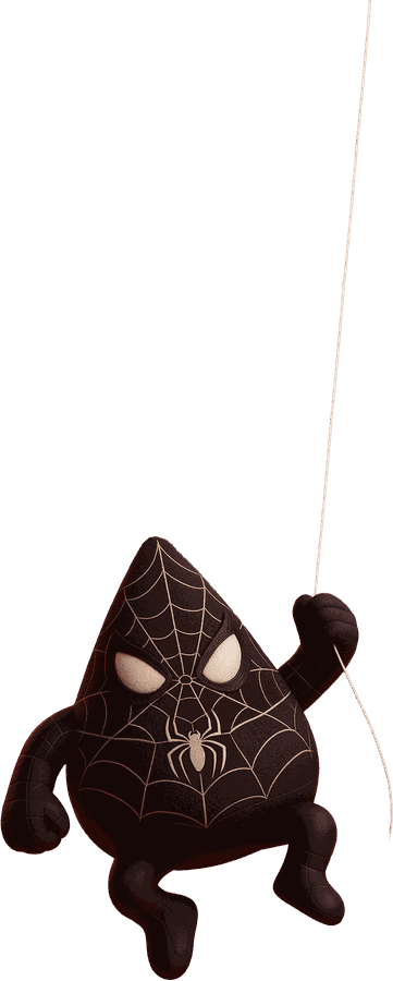 Coxinha-aranha pendurada na teia